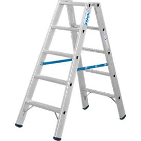 KRAUSE STABILO Doppelleiter R13 2x5 Stufen, 80 mm Lochbild selbstreinigend, hochfeste Alu-Gelenke, SafetyCap