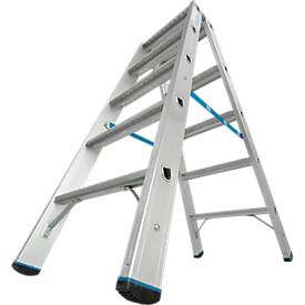 KRAUSE STABILO Doppelleiter R13 2x5 Stufen, 80 mm Lochbild selbstreinigend, hochfeste Alu-Gelenke, SafetyCap