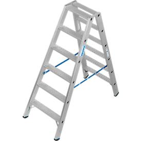 KRAUSE STABILO Doppelleiter R13 2x6 Stufen, 80 mm Lochbild selbstreinigend, hochfeste Alu-Gelenke, SafetyCap