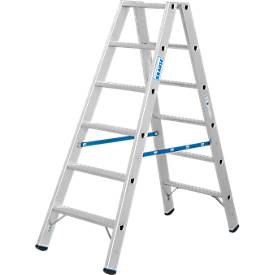 KRAUSE STABILO Doppelleiter R13 2x6 Stufen, 80 mm Lochbild selbstreinigend, hochfeste Alu-Gelenke, SafetyCap