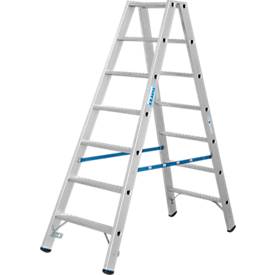 KRAUSE STABILO Doppelleiter R13 2x7 Stufen, 80 mm Lochbild selbstreinigend, hochfeste Alu-Gelenke, SafetyCap