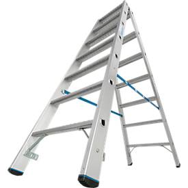 KRAUSE STABILO Doppelleiter R13 2x7 Stufen, 80 mm Lochbild selbstreinigend, hochfeste Alu-Gelenke, SafetyCap
