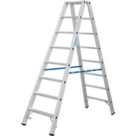KRAUSE STABILO Doppelleiter R13 2x8 Stufen, 80 mm Lochbild selbstreinigend, hochfeste Alu-Gelenke, SafetyCap