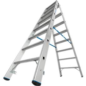 KRAUSE STABILO Doppelleiter R13 2x8 Stufen, 80 mm Lochbild selbstreinigend, hochfeste Alu-Gelenke, SafetyCap