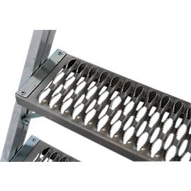 KRAUSE STABILO Podestleiter 2 Stufen, fahrbar, R13 Profilrost, Plattform 600x720 mm, 180 mm Stufen, Geländer 1,00 m