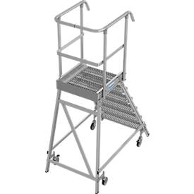 KRAUSE STABILO Podestleiter 6 Stufen, fahrbar, R13 Profilrost, Plattform 600x720 mm, 180 mm Stufen, Geländer 1,00 m