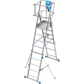 KRAUSE STABILO SkyMatic 1x5–1x9 Teleskop-Plattformleiter, fahrbar, ClickMatic, Plattform 600x500 mm, Geländer, AH 3,30–4,35 m