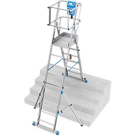 KRAUSE STABILO SkyMatic 1x5–1x9 Teleskop-Plattformleiter, fahrbar, ClickMatic, Plattform 600x500 mm, Geländer, AH 3,30–4,35 m