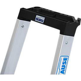 KRAUSE STABILO Stehleiter 5 Stufen, 225 kg, rutschhemmende Alu-Plattform, 80 mm D-Stufen, Sicherheitsbügel, Werkzeugablage