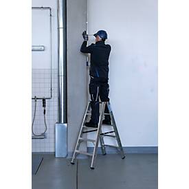 KRAUSE STABILO Stufen-Doppelleiter 2x5, 225 kg, 80 mm D-Stufen, beidseitig begehbar, Alu-Gelenke, SafetyCap