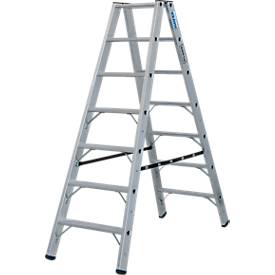 KRAUSE STABILO Stufen-Doppelleiter 2x7, 225 kg, 80 mm D-Stufen, beidseitig begehbar, Alu-Gelenke, SafetyCap