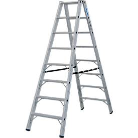 KRAUSE STABILO Stufen-Doppelleiter 2x8, 225 kg, 80 mm D-Stufen, beidseitig begehbar, Alu-Gelenke, SafetyCap