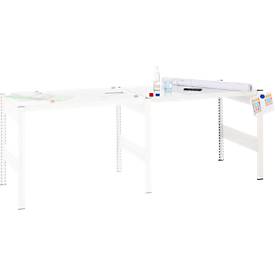 Kreativ-Tisch ORDO Professional, Anbautisch, multifunktional, herausnehmbare Schreibfläche, mobil, B 1010 x T 635 x H 825 mm, Stahl, verkehrsweiß RAL 9016