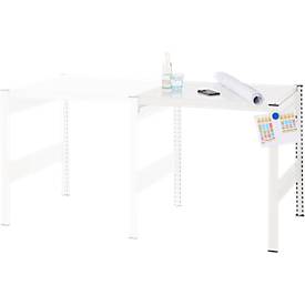 Kreativ-Tisch ORDO Professional, Anbautisch, multifunktional, herausnehmbare Schreibfläche, mobil, B 760 x T 635 x H 825 mm, Stahl, verkehrsweiß RAL 9016