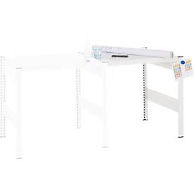 Kreativ-Tisch ORDO Professional, Anbautisch, multifunktional, herausnehmbare Schreibfläche, mobil, B 760 x T 635 x H 825 mm, Stahl, verkehrsweiß RAL 9016