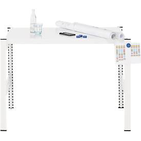 Kreativ-Tisch ORDO Professional, Grundtisch, multifunktional, herausnehmbare Schreibfläche, mobil, B 1060 x T 635 x H 825 mm, Stahl, verkehrsweiß RAL 9016