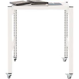 Kreativ-Tisch ORDO Professional, Grundtisch, multifunktional, herausnehmbare Schreibfläche, mobil, B 810 x T 635 x H 825 mm, Stahl, verkehrsweiß RAL 9016