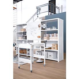 Kreativ-Tisch ORDO Professional, Grundtisch, multifunktional, herausnehmbare Schreibfläche, mobil, B 810 x T 635 x H 825 mm, Stahl, verkehrsweiß RAL 9016