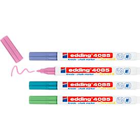 Kreidemarker Edding 4085, für glatte Oberflächen, Strichbreite 1-2 mm, Rundspitze, 4er Set, metallic