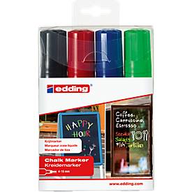 Kreidemarker edding 4090 4-15mm, 1xschwarz, 1xrot, 1xblau, 1xgrün