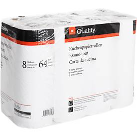 Küchenpapierrollen, 3-lagig, 8 Rollen à 64 Blätter