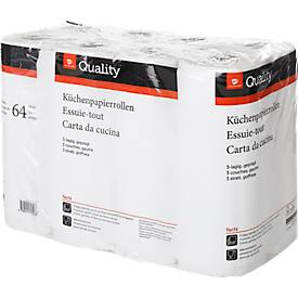 Küchenpapierrollen, 3-lagig, 8 Rollen à 64 Blätter