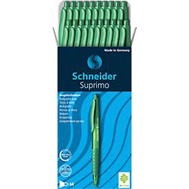 Kugelschreiber Schneider Suprimo, Schreibfarbe Grün, Strichstärke M, Edelstahlspitze, gummierter Griff, 20 Stück, Grün
