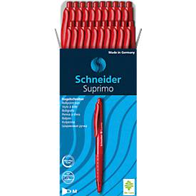 Kugelschreiber Schneider Suprimo, Schreibfarbe Rot, Strichstärke M, Edelstahlspitze, gummierter Griff, 20 Stück, Rot