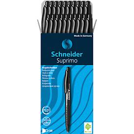 Kugelschreiber Schneider Suprimo, Schreibfarbe Schwarz, Strichstärke M, Edelstahlspitze, gummierter Griff, 20 Stück, Schwarz