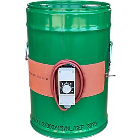 Kuhlmann Fass-Heizgürtel, analog, für 25-l-Stahlfässer, 300 W, 0-120 °C, IP54, B 880 x T 3 x H 115 mm, Silikon, rot