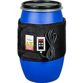 Kuhlmann Fass-Heizmanschette, digital, für 25-30 l Stahl oder Kunststofffässer, 225 W, 0-90°C, IP40, B 1200 x T 10 x H 400 mm, schwarz