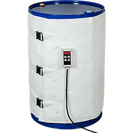 Kuhlmann Fass-Heizmantel, digital, für 200-220 L Stahlfässer in Lebensmittel-/Pharmaindustrie, 1200 W, 0-120°C, IP40/IP54, B 1990 x T 10 x H 800 mm, weiß