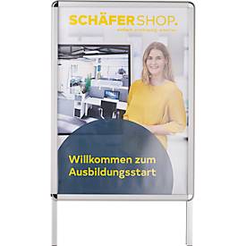 Kundenstopper, Format A1, beidseitig nutzbar, Antireflex-Folie, wetterfest, B 639 x T 700 x H 1120 mm, ohne Plakat