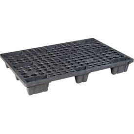 Kunststoff-Mehrweg-Stapelpalette KIGAnesto®, 7 kg, durchbrochenes Deck, bis 3500 kg, stapelbar, 100% Recyclingmaterial, mit Rand, anthrazit