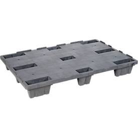 Kunststoff-Mehrweg-Stapelpalette KIGAnesto®, 8 kg, geschlossenes Deck, bis 3500 kg, stapelbar, 100% Recyclingmaterial, mit Rand, anthrazit