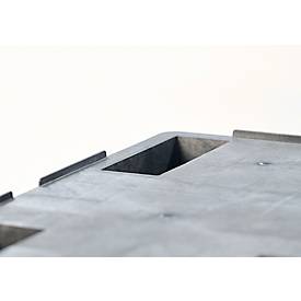 Kunststoff-Mehrweg-Stapelpalette KIGAnesto®, 8 kg, geschlossenes Deck, bis 3500 kg, stapelbar, 100% Recyclingmaterial, mit Rand, anthrazit