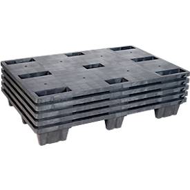 Kunststoff-Mehrweg-Stapelpalette KIGAnesto®, 8 kg, geschlossenes Deck, bis 3500 kg, stapelbar, 100% Recyclingmaterial, ohne Rand, anthrazit