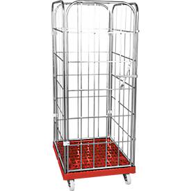 Kunststoff-Rollplatte mit 2 Seitengittern, 1 Rückwand, 1 Vorderwand, feuerrot RAL 3000