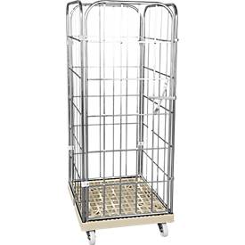 Kunststoff-Rollplatte mit 2 Seitengittern, 1 Rückwand, 1 Vorderwand, grau RAL 7032