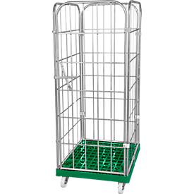 Kunststoff-Rollplatte mit 2 Seitengittern, 1 Rückwand, 1 Vorderwand, grün RAL 6024