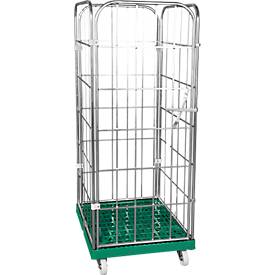 Kunststoff-Rollplatte mit 2 Seitengittern, 1 Rückwand, 1 Vorderwand, grün RAL 6024