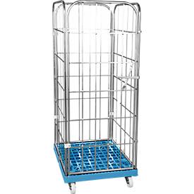 Kunststoff-Rollplatte mit 2 Seitengittern, 1 Rückwand, 1 Vorderwand, lichtblau RAL 5012