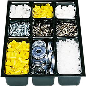 Kunststoff-Schubladeneinsätze DIN A3, 9 Fächer, 5 Stück