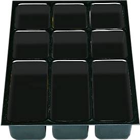 Kunststoff-Schubladeneinsätze DIN A3, 9 Fächer, 5 Stück