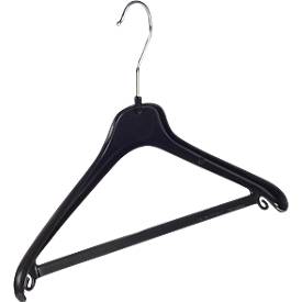 Kunststoffkleiderbügel HL240, mit Steg, B 400 mm, schwarz