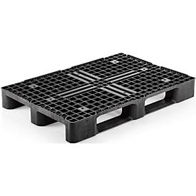 Kunststoffpalette, L 1200 x B 800 x H 145 mm, 4-seitg einfahrbar, 3 Kufen, Antirutschkante, bis 5000 kg, 5 Stück