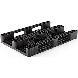 Kunststoffpalette, L 1200 x B 800 x H 145 mm, 4-seitg einfahrbar, 3 Kufen, Antirutschkante, bis 5000 kg, 5 Stück