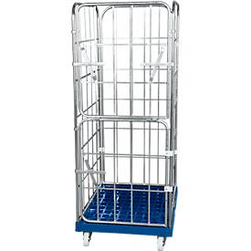 Kunststoffrollplatte, 2 Seitengittern, 1 Rückwand, 2 halbe Vorderwände, enzianblau RAL5010