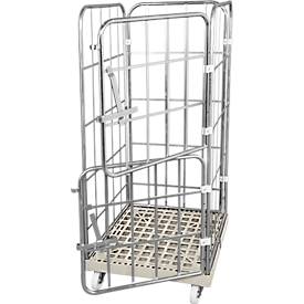 Kunststoffrollplatte, 2 Seitengittern, 1 Rückwand, 2 halbe Vorderwände, grau RAL7032