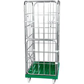 Kunststoffrollplatte, 2 Seitengittern, 1 Rückwand, 2 halbe Vorderwände, grün RAL6024